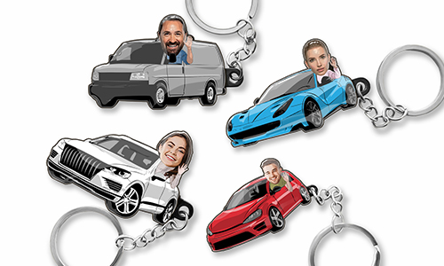 Comic Car Keychain Personalized Photo