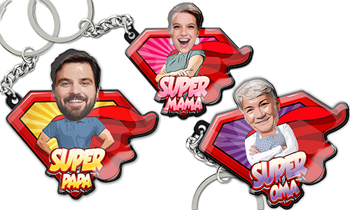 Sleutelhanger-Papa-Mama-Superhelden