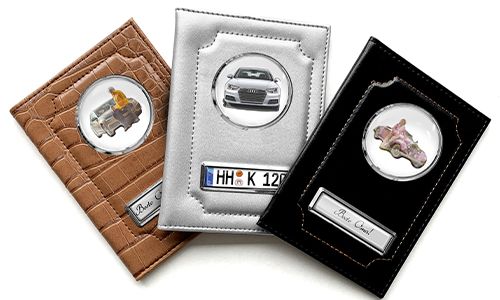 Porte-documents de voiture standard pour grand-mère avec voiture/photo et plaque d'immatriculation