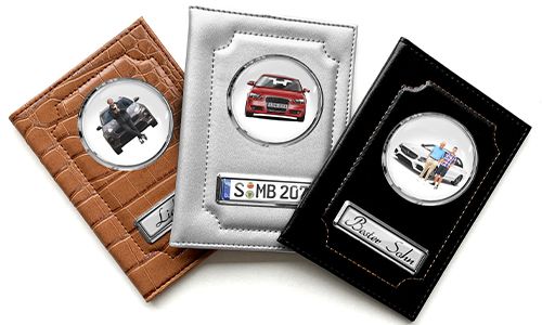 Porte-documents de voiture standard pour ton fils avec voiture/photo et plaque d'immatriculation