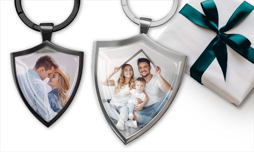 Keychain shield with your photo of dad