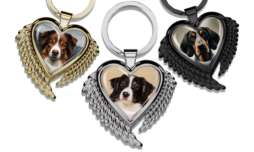 keychain heart with wings, with your photo, personalized gifts for dog lovers
