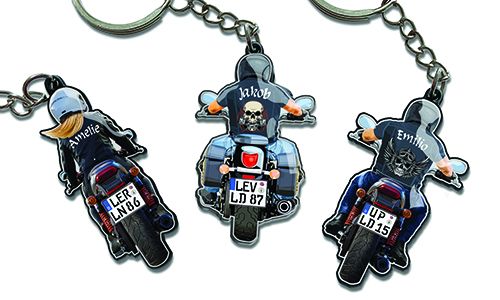 Porte-clés de biker avec ton prénom !