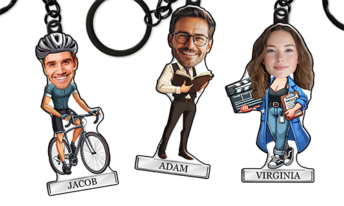 Personalized Comic-Style Keychain With Name And Hobby Or Profession Design