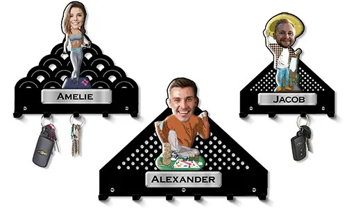 Personalized Wall Key holder Featuring Your Hobby and Profession in Comic Style