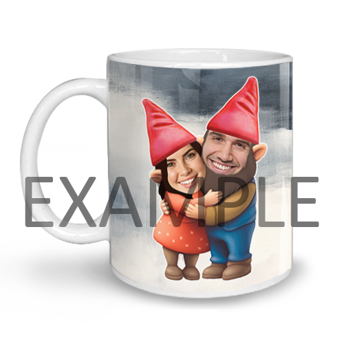 Taza personalizada con gnomos de jardín – Pareja y amigos