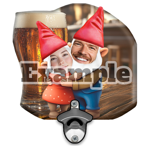 Abrebotellas de Pared Personalizado Pareja de Gnomos de Jardín Amigos