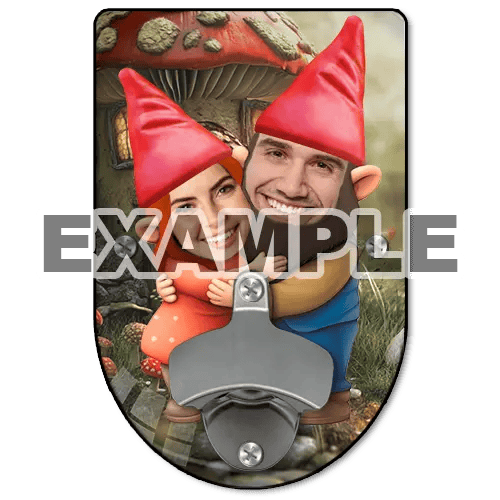 Personalized wall bottle opener standard garden gnomes couple friends