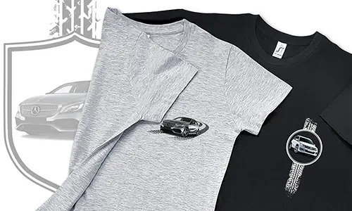 T-Shirt mit deinem Auto, Motorrad oder LKW im Schilddesign