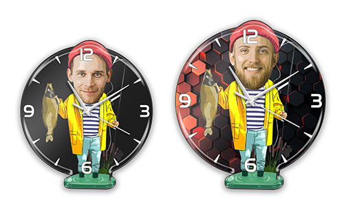 Personalized Wall Clock Comic Hobby - Fisherman