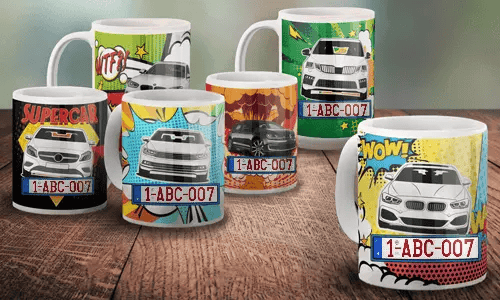 Kubki z komiksami samochodowymi