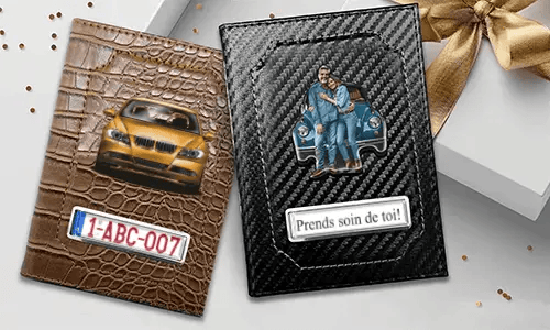 Car document holder with photo and license plate for your husband