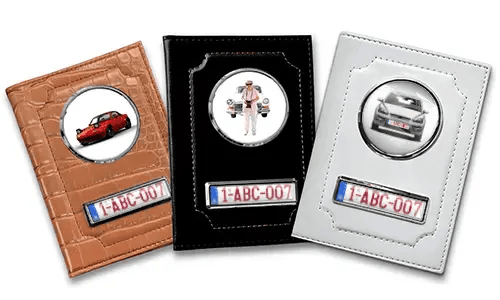 Porte-documents de voiture standard pour grand-mère avec voiture/photo et plaque d'immatriculation
