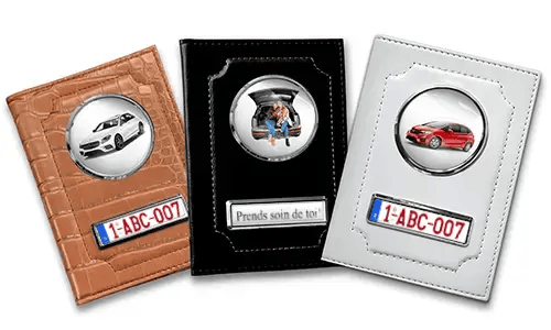 Porte-documents de voiture standard pour maman avec voiture/photo et plaque d'immatriculation