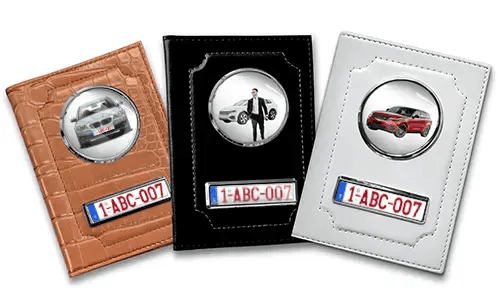 Porta documenti auto standard per uomini con auto/foto e targa