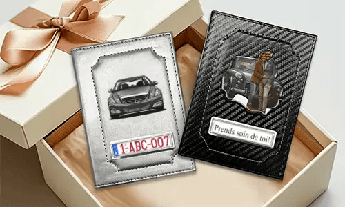 Personalised car document holder with licence plate - gift for your wife