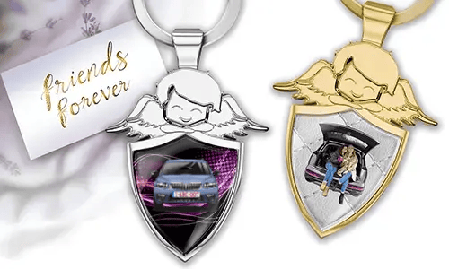 Guardian angel keychain with your best friend's vehicle