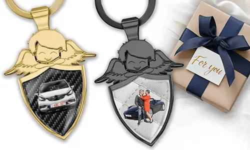 Guardian angel keychain with your partner's vehicle