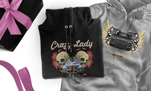 Personalisierte Hoodie mit Auto-Motiv für deine Freundin