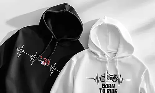 Personalised hearbeat hoodie with photo of motorcycle and phrase!