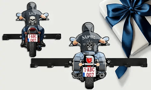 Motorrad-Schlüsselhalter-Wand für deinen Großvater mit seinem Namen und Kennzeichen