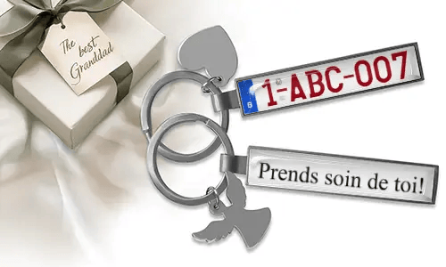 Personalized license plate keychain for grandpa