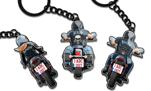 Porte-clés de biker avec ton prénom !