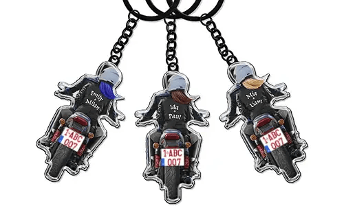 Porte-clés Couple de motards