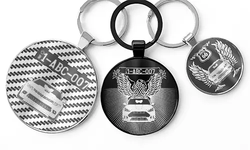 Porte-clés rond avec gravure
