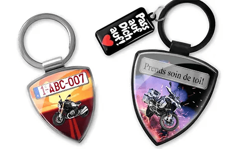 Personalized motorcycle shield keychains for bikers