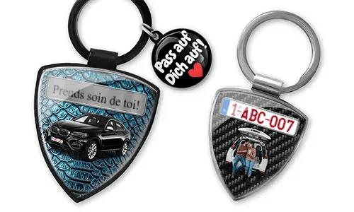 Porte-clés personnalisé en forme de bouclier pour frère
