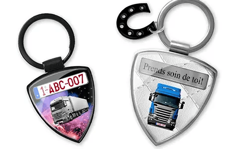 Personalized truck shield keychain