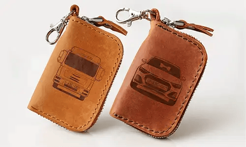 Schlüsselhülle aus echtem Leder – Beiges Leder