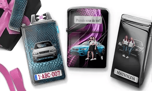 Briquet Coolline avec voiture/photo et plaque d'immatriculation pour ta sœur