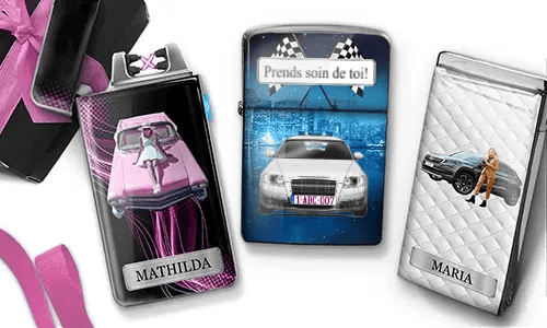 Briquet Coolline avec voiture/photo et plaque d'immatriculation pour vous-même