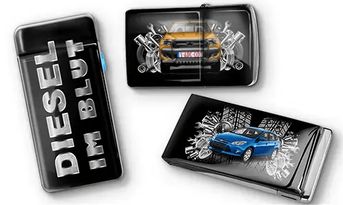 Tuning-Feuerzeug mit Auto/Foto und Kennzeichen