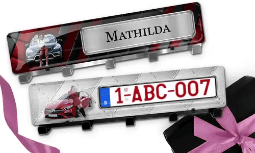 Luxe sleutelbord met auto/foto en kenteken voor jezelf