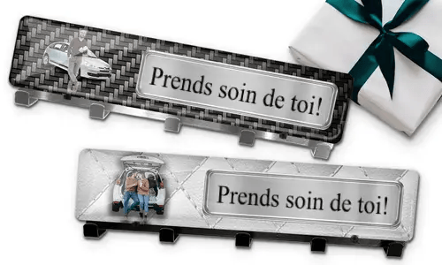 Sleutelhanger met papa's foto en kentekenplaat