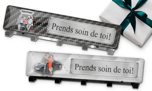 Porte-clés mural avec photo de papi et plaque d'immatriculation ou texte personnalisé