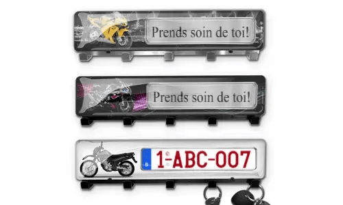 Keyhanger with motorcycle picture and license plate