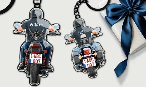 Breloczek do kluczy motocykl z imieniem i numerem rejestracyjnym dla najlepszych przyjaciół