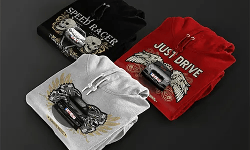 Diseño de sudadera con silueta de coche