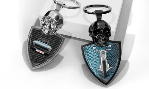 Porte-Clés Tête De Mort Avec Voiture