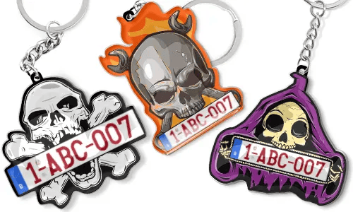 Llavero de calavera - Placa de matrícula