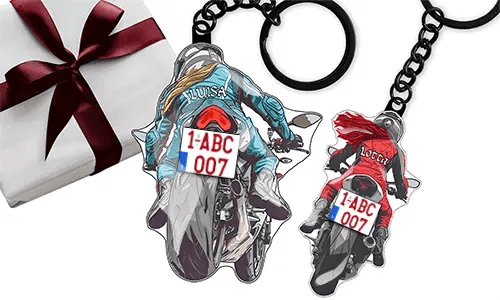 Personalised sport motorcycle keychain for your daughter