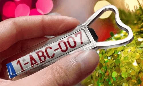 bottle opener magnet with license plate