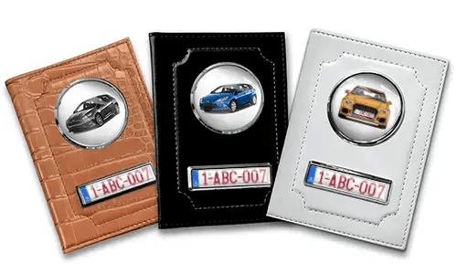 Car document holders in three colors