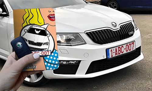 auto hülle Comic 3 mit Autoschlüssel autopapiere mappe