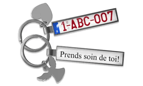Personalized license plate keychain with name tag