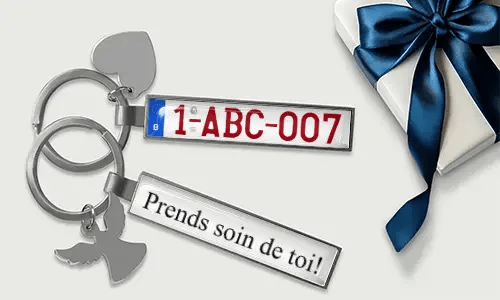 Porte-clés d’amitié personnalisé avec plaque numérotée et étiquette gravée